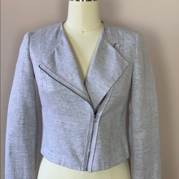 Rachel Roy Silver Metallic Thread Jacket Size 2 - Picture 2 of 7